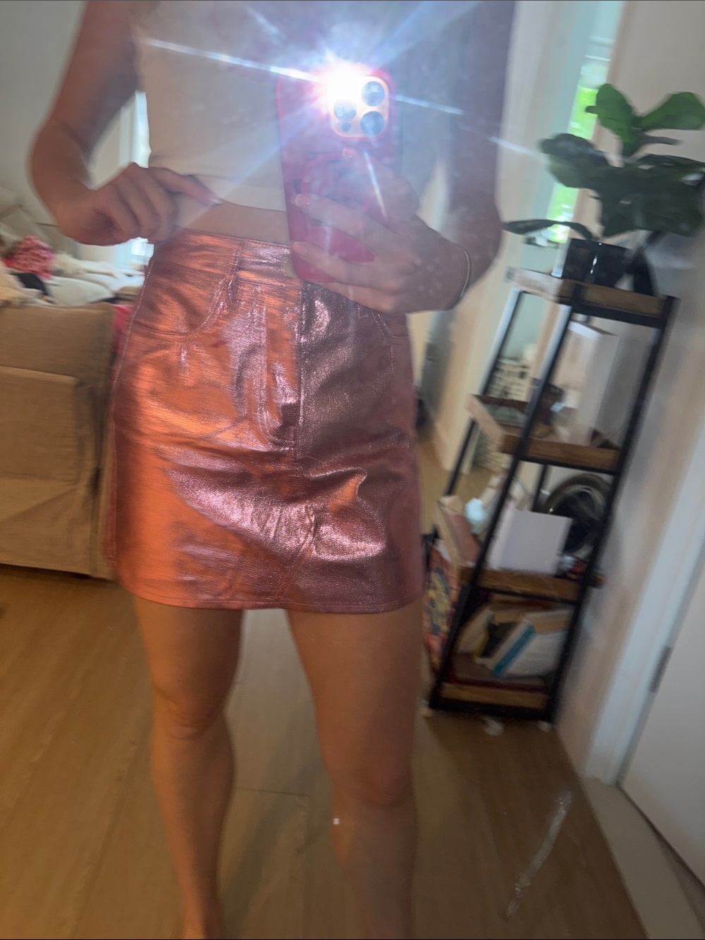 miami Metallic Rose Mini Skirt